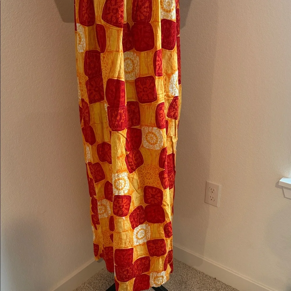 Vintage Made in Hawaii Elegant Red and Yellow Patchwork Maxi Dress - Picture 5 of 11